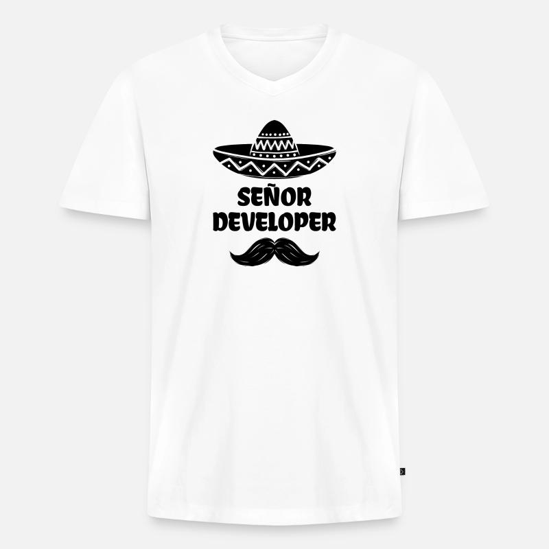 Developer Statement Scripting Dev Computergeek - Men's Premium Organic T-shirt with V-neck - white