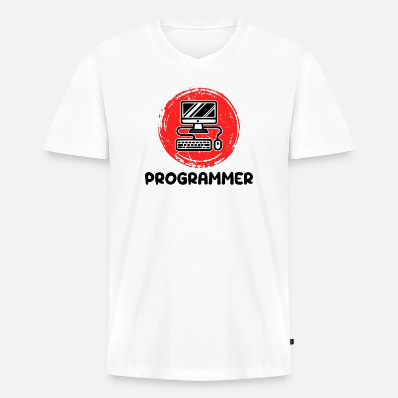 Computer Developer Programmierer Code Skripting - Männer Premium Bio T-Shirt mit V-Ausschnitt - Weiß