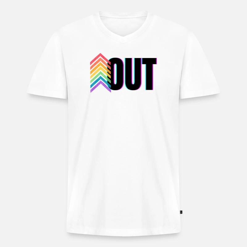 Pride Rainbow Logo Out - Männer Premium Bio T-Shirt mit V-Ausschnitt - Weiß