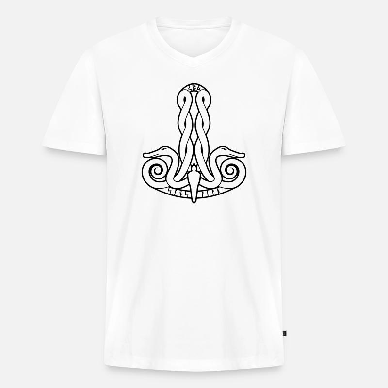 Thors hammer - Männer Premium Bio T-Shirt mit V-Ausschnitt - Weiß