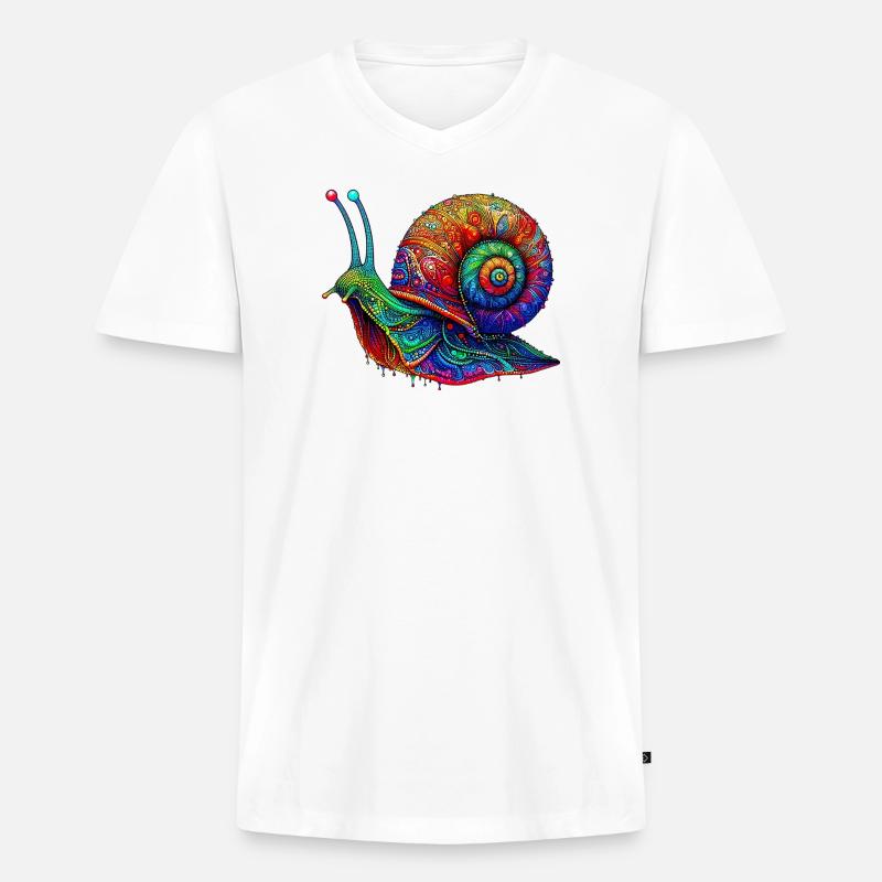Schnecke - Männer Premium Bio T-Shirt mit V-Ausschnitt - Weiß