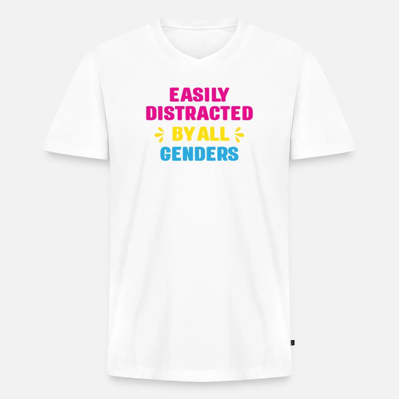 LGBT Pride Month - Leicht abgelenkt von allen Geschlechtern - Männer Premium Bio T-Shirt mit V-Ausschnitt - Weiß
