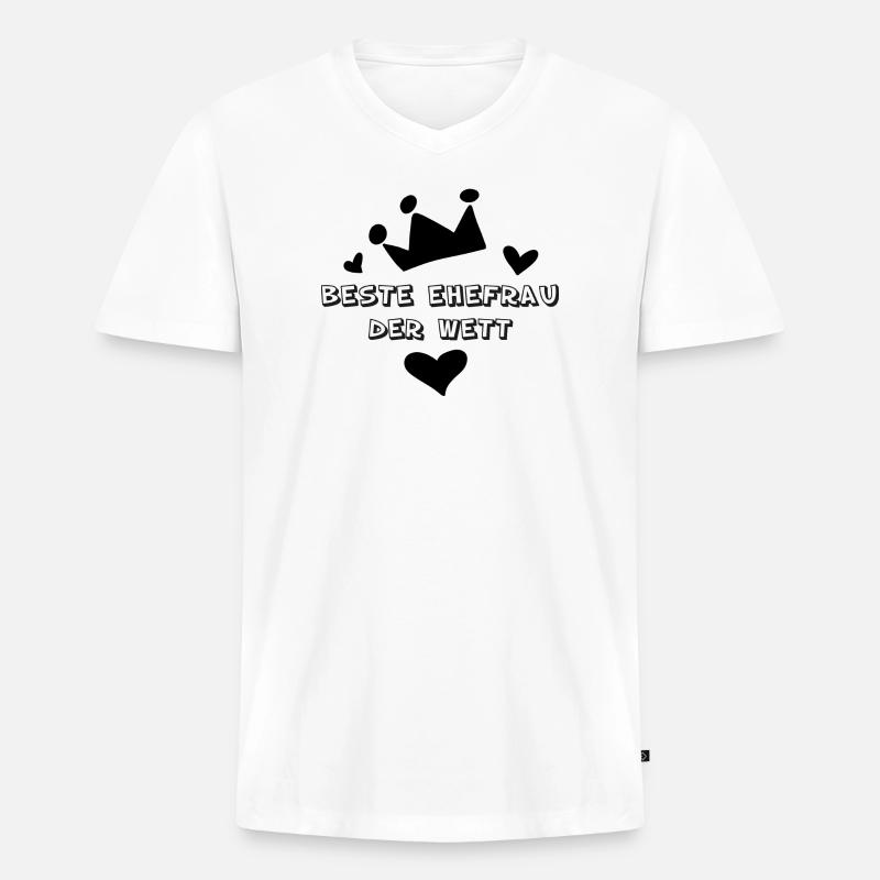 Beste Ehefrau der Welt - Männer Premium Bio T-Shirt mit V-Ausschnitt - Weiß
