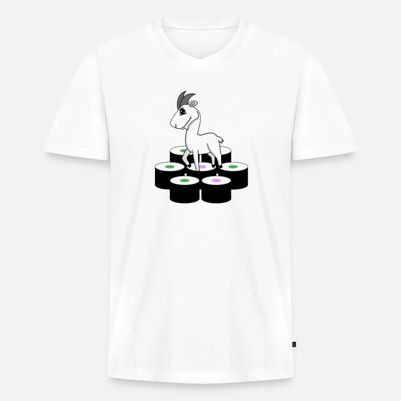 Ziege Sushi - Männer Premium Bio T-Shirt mit V-Ausschnitt - Weiß