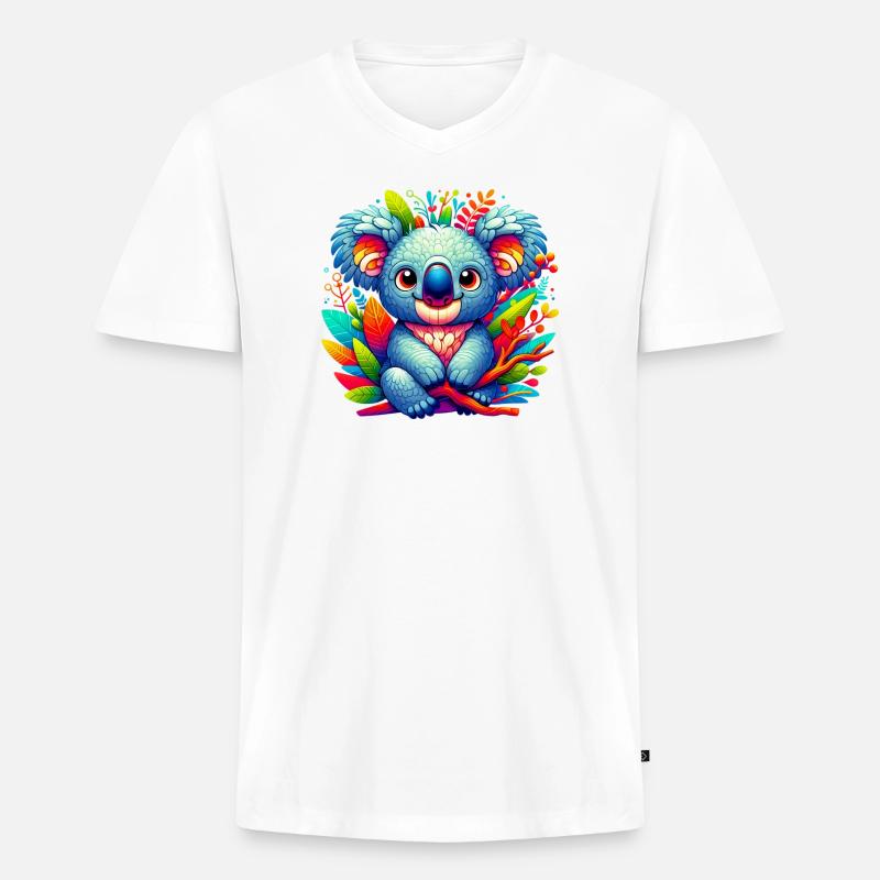 Koala - Männer Premium Bio T-Shirt mit V-Ausschnitt - Weiß