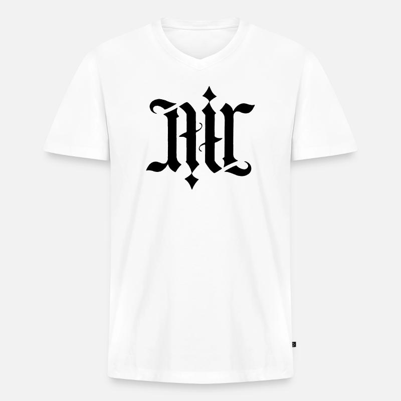 Ambigramm - Air  - Männer Premium Bio T-Shirt mit V-Ausschnitt - Weiß