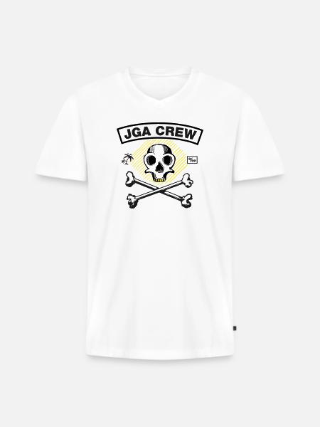 JGA Crew - Skull and Bones - Männer Premium Bio T-Shirt mit V-Ausschnitt - Weiß