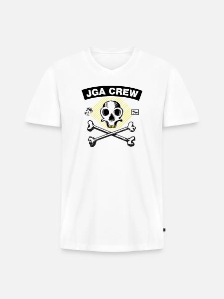 JGA Crew - Skull and Bones - Männer Premium Bio T-Shirt mit V-Ausschnitt - Weiß