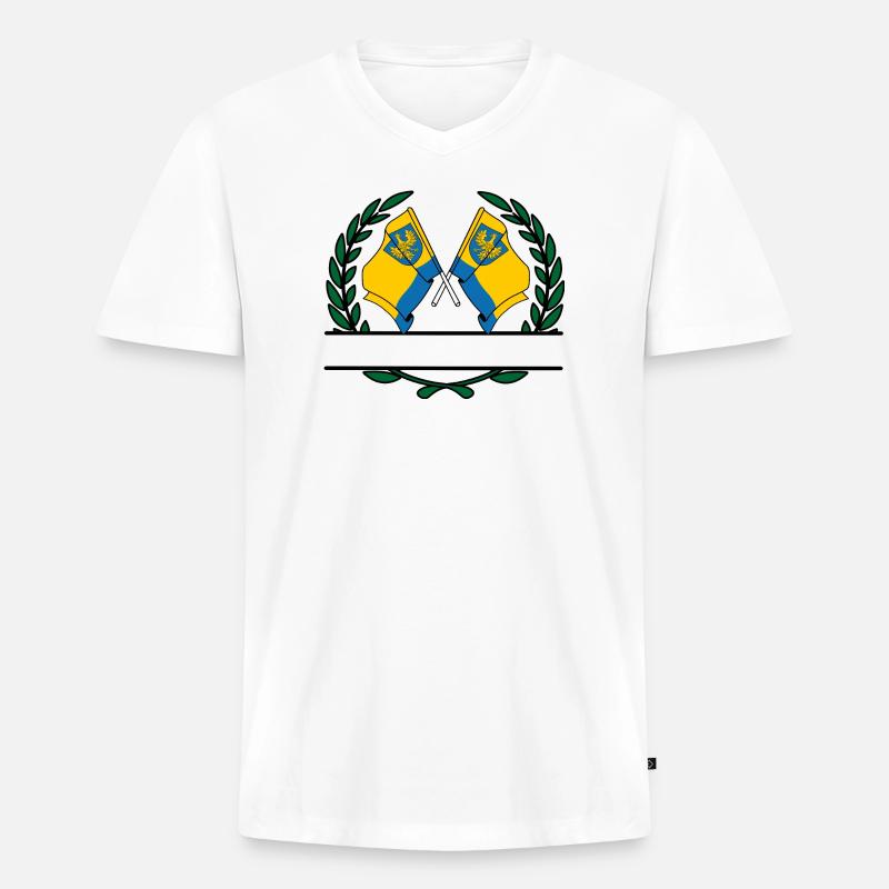 Fahnen Oppeln Lorbeerkranz Banner - Männer Premium Bio T-Shirt mit V-Ausschnitt - Weiß