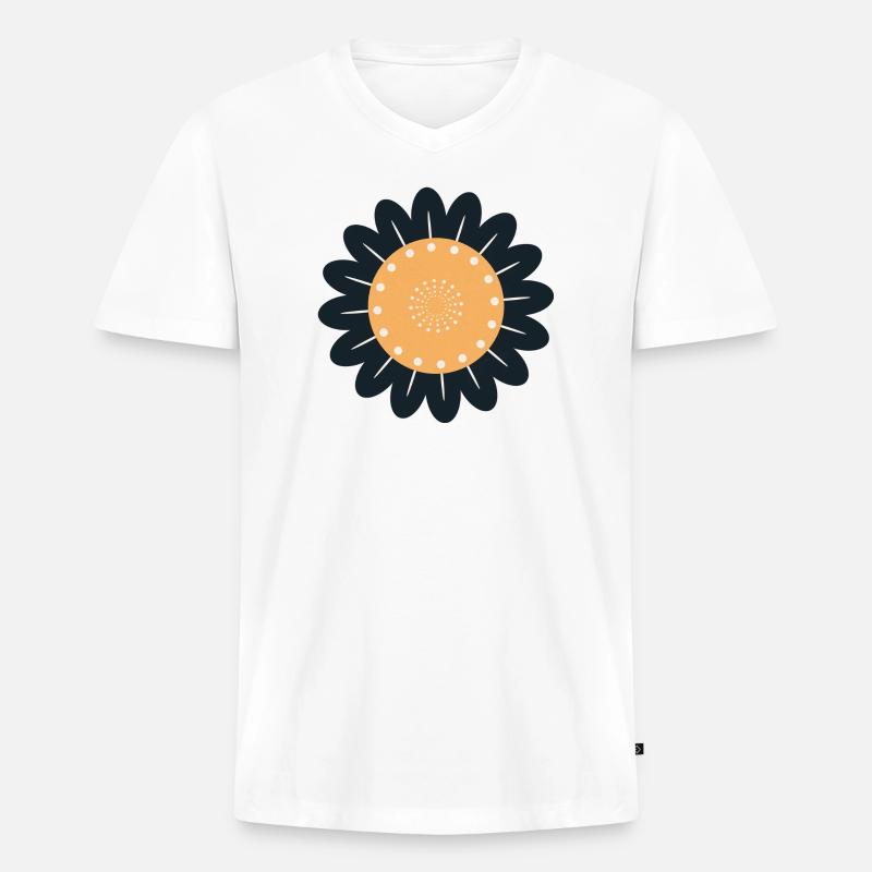 Schwarze & orangefarbene Blume - Männer Premium Bio T-Shirt mit V-Ausschnitt - Weiß