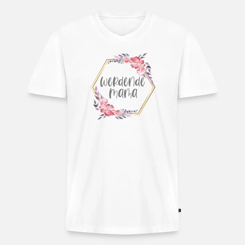 Boho Mama Schwangerschaft Geschenk - Männer Premium Bio T-Shirt mit V-Ausschnitt - Weiß