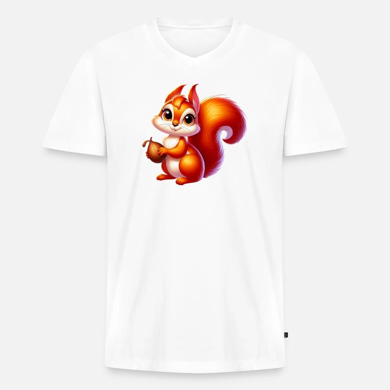 Eichhörnchen - Männer Premium Bio T-Shirt mit V-Ausschnitt - Weiß