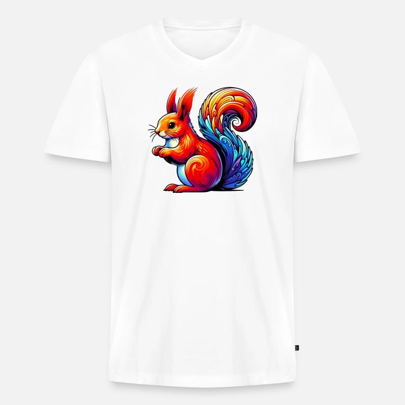 Eichhörnchen - Männer Premium Bio T-Shirt mit V-Ausschnitt - Weiß