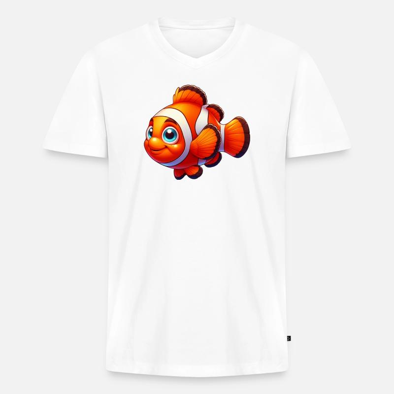 Clownfische - Männer Premium Bio T-Shirt mit V-Ausschnitt - Weiß