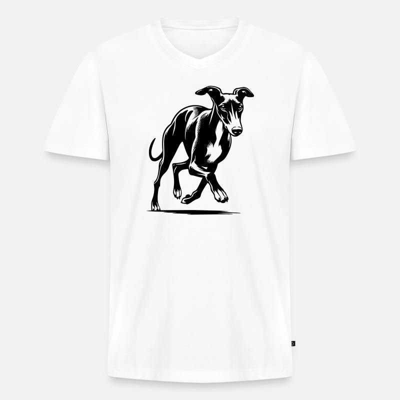 Whippet - Männer Premium Bio T-Shirt mit V-Ausschnitt - Weiß