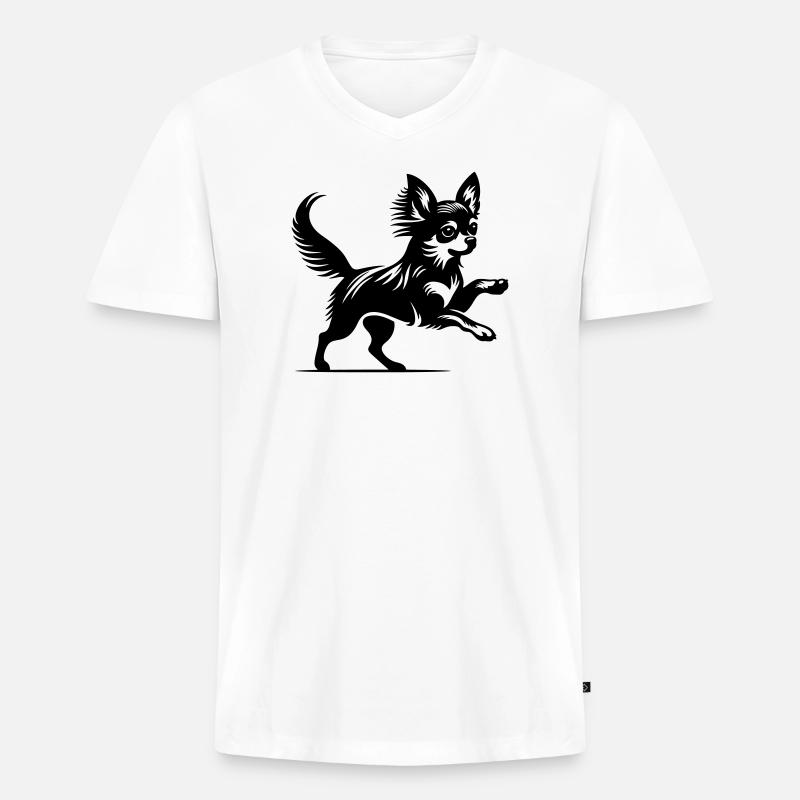 Chihuahua - Männer Premium Bio T-Shirt mit V-Ausschnitt - Weiß