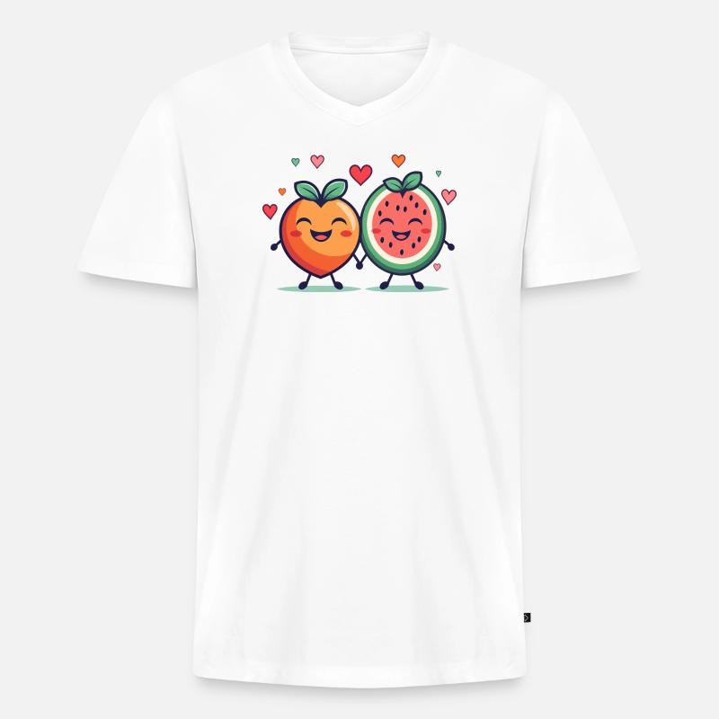 Fruchtige Leidenschaft, Liebe - Männer Premium Bio T-Shirt mit V-Ausschnitt - Weiß
