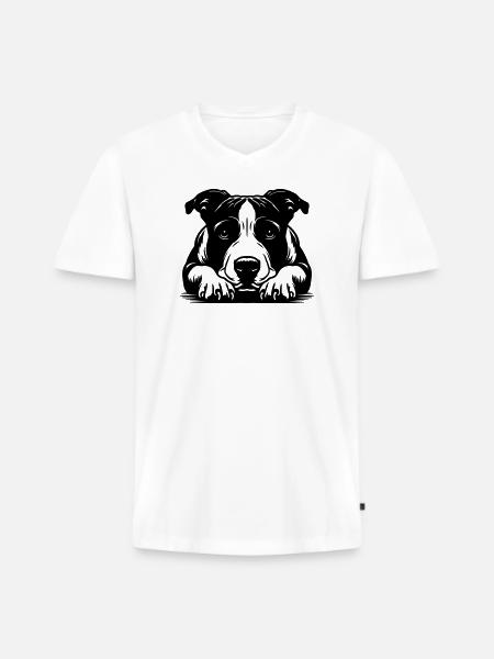 American Staffordshire Terrier - Men's Premium Organic T-shirt with V-neck - white