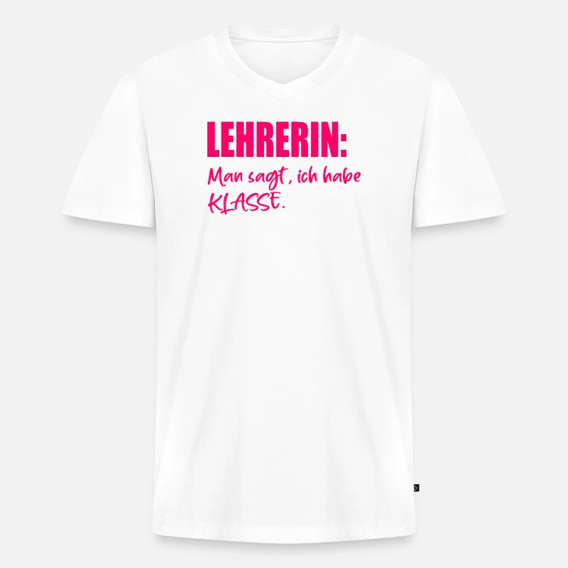 Lehrerin Sprüche KOMPLIMENTE - Männer Premium Bio T-Shirt mit V-Ausschnitt - Weiß