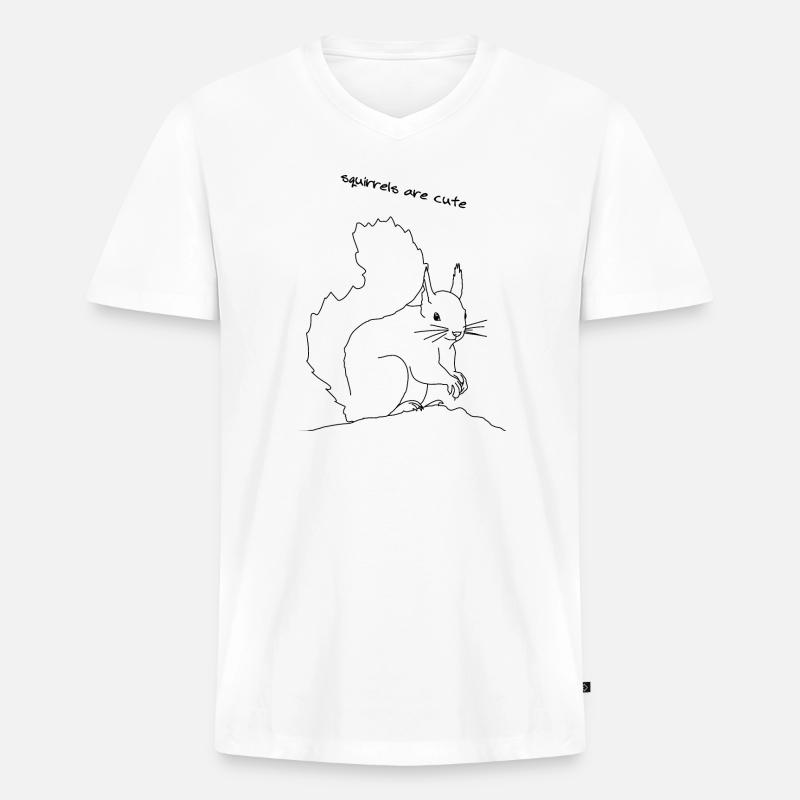 Eichhörnchen süß, lineart - Männer Premium Bio T-Shirt mit V-Ausschnitt - Weiß
