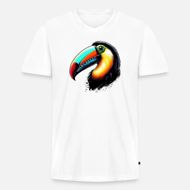 Tukan - Männer Premium Bio T-Shirt mit V-Ausschnitt - Weiß