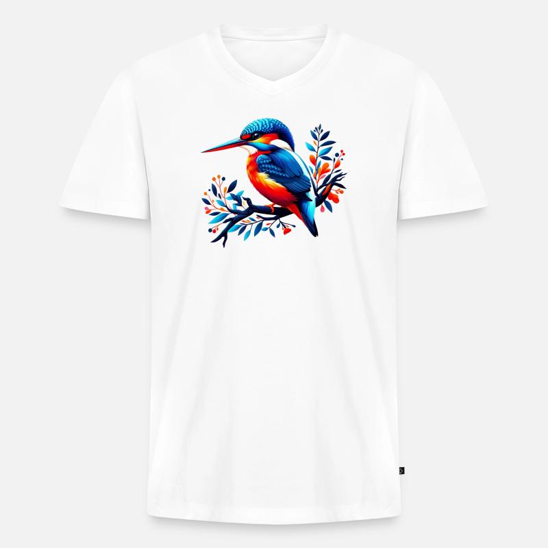 Eisvogel - Männer Premium Bio T-Shirt mit V-Ausschnitt - Weiß