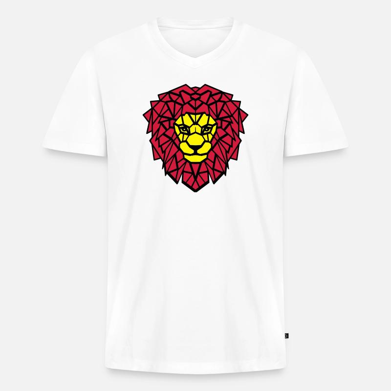 Loewe raubkatze - Männer Premium Bio T-Shirt mit V-Ausschnitt - Weiß
