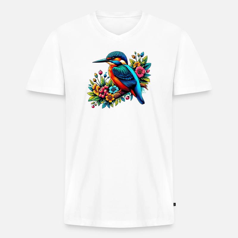 Eisvogel - Männer Premium Bio T-Shirt mit V-Ausschnitt - Weiß