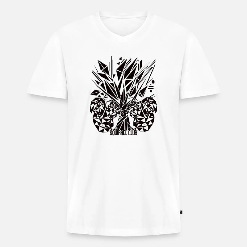 Lebensbaum mit Eichhörnchen – Geometrisches Design - Männer Premium Bio T-Shirt mit V-Ausschnitt - Weiß