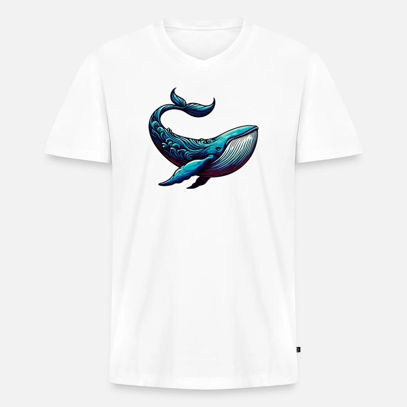 Wal - Männer Premium Bio T-Shirt mit V-Ausschnitt - Weiß