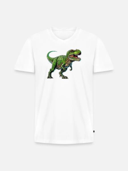 Dinosaur - Men's Premium Organic T-shirt with V-neck - white
