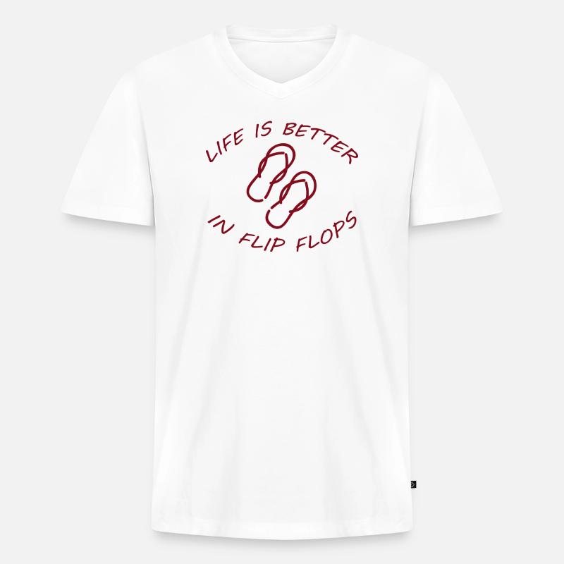 LIFE IS BETTER IN FLIP FLOPS - Männer Premium Bio T-Shirt mit V-Ausschnitt - Weiß