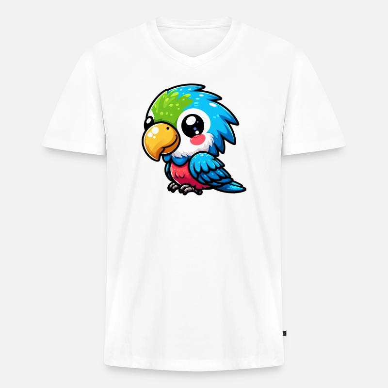 Papagei - Männer Premium Bio T-Shirt mit V-Ausschnitt - Weiß