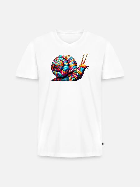 Escargot - T-shirt encolure en V Premium bio Homme - blanc