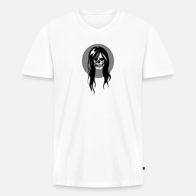 Weiblicher Schädel - Männer Premium Bio T-Shirt mit V-Ausschnitt - Weiß