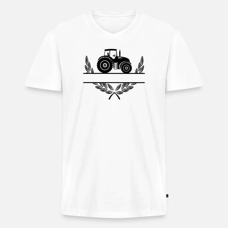 Stolz auf den Landwirt-Traktor - Männer Premium Bio T-Shirt mit V-Ausschnitt - Weiß