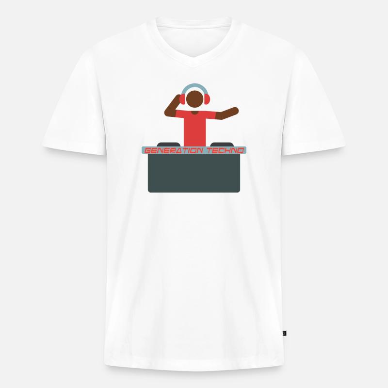 Generator Techno DJ Design - Männer Premium Bio T-Shirt mit V-Ausschnitt - Weiß