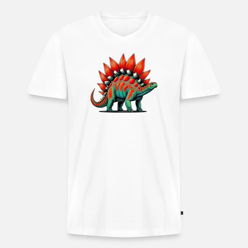 Dinosaurier - Männer Premium Bio T-Shirt mit V-Ausschnitt - Weiß