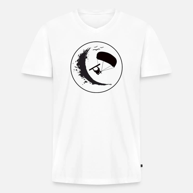 Wave Rider Eclipse - Männer Premium Bio T-Shirt mit V-Ausschnitt - Weiß