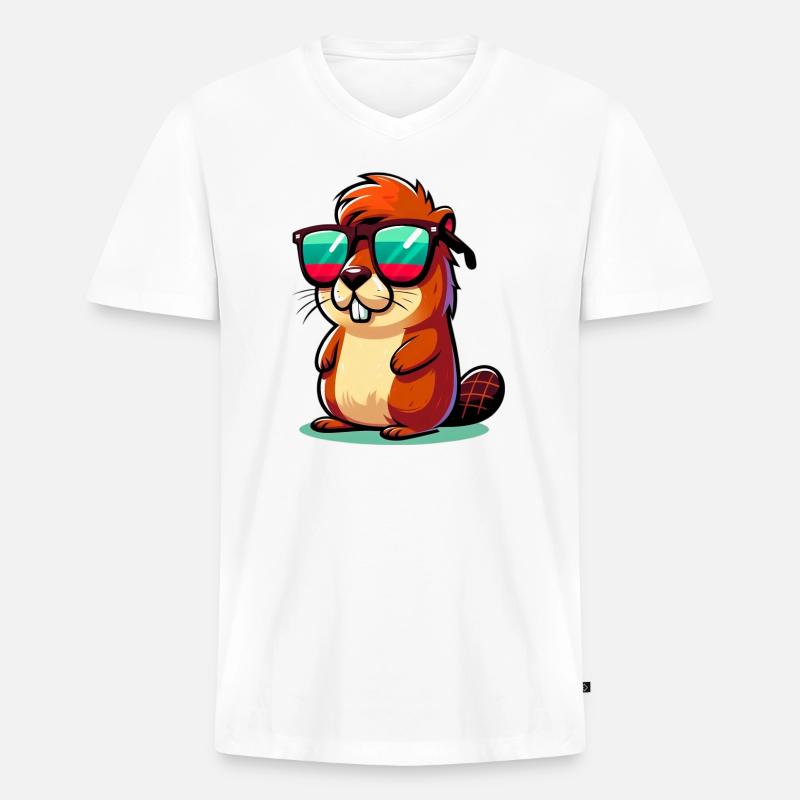 Bieber - Männer Premium Bio T-Shirt mit V-Ausschnitt - Weiß
