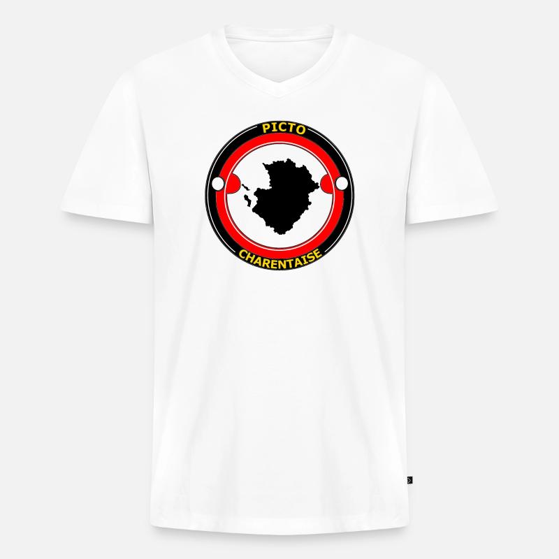 Piktogramm Charentaise - Männer Premium Bio T-Shirt mit V-Ausschnitt - Weiß