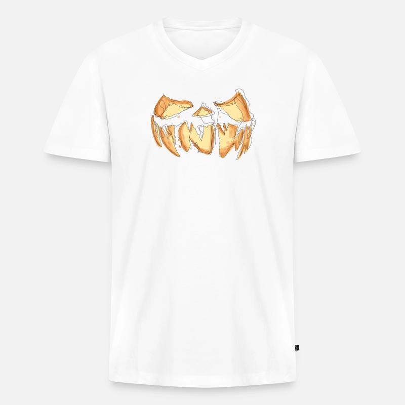 Kürbis Gesicht Halloween Scribble - Männer Premium Bio T-Shirt mit V-Ausschnitt - Weiß