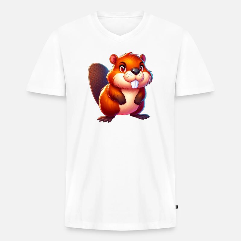 Bieber - Männer Premium Bio T-Shirt mit V-Ausschnitt - Weiß