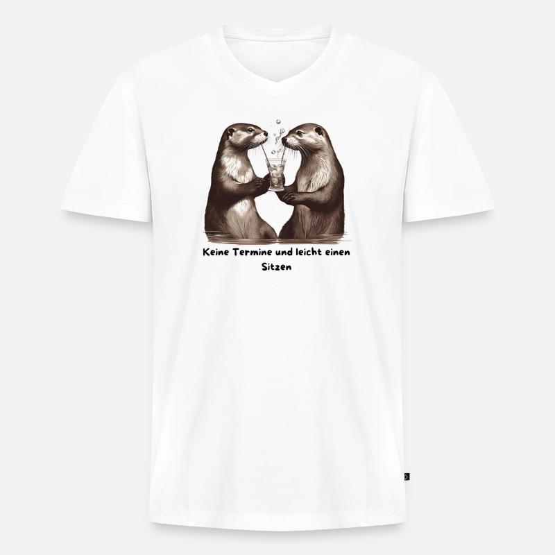 Otterfreunde Prost am Trinkglas - Männer Premium Bio T-Shirt mit V-Ausschnitt - Weiß