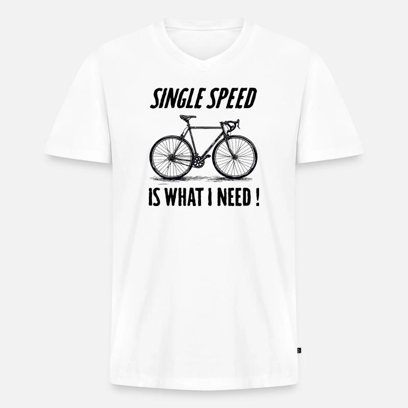 Single Speed is what i need - Männer Premium Bio T-Shirt mit V-Ausschnitt - Weiß