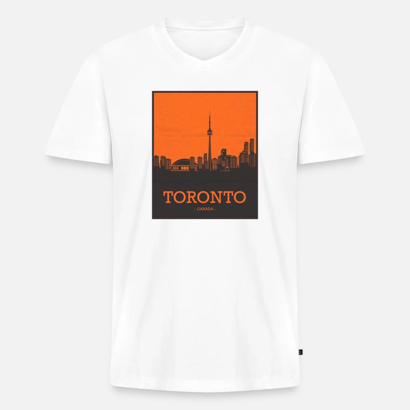 Toronto Canada Skyline - Männer Premium Bio T-Shirt mit V-Ausschnitt - Weiß
