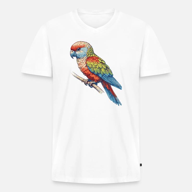 Papagai - Männer Premium Bio T-Shirt mit V-Ausschnitt - Weiß