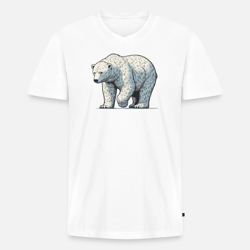 Eisbär - Männer Premium Bio T-Shirt mit V-Ausschnitt - Weiß