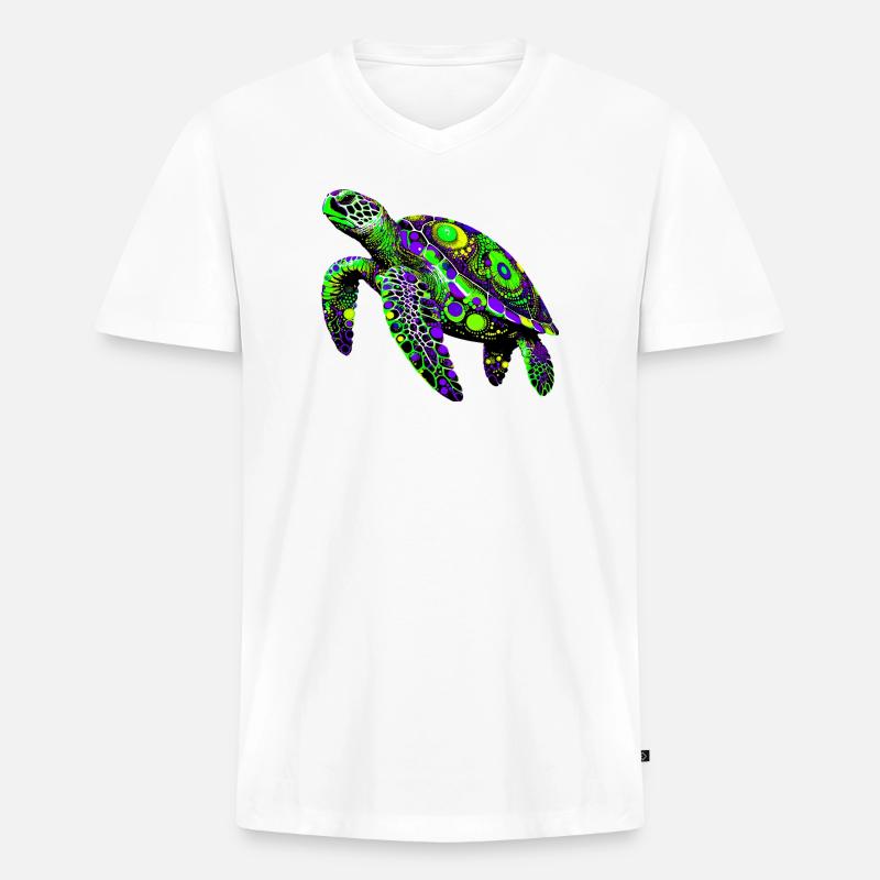 Schildkröte - Männer Premium Bio T-Shirt mit V-Ausschnitt - Weiß