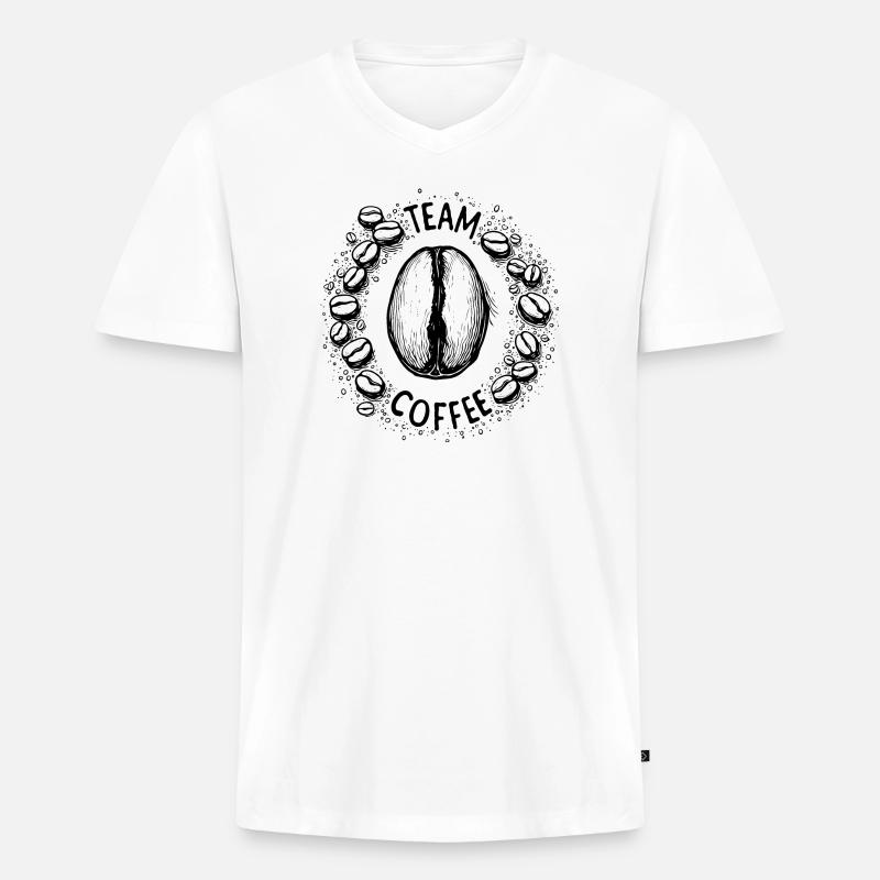 Team Coffee , Team Kaffee, Kaffee Lover - Männer Premium Bio T-Shirt mit V-Ausschnitt - Weiß